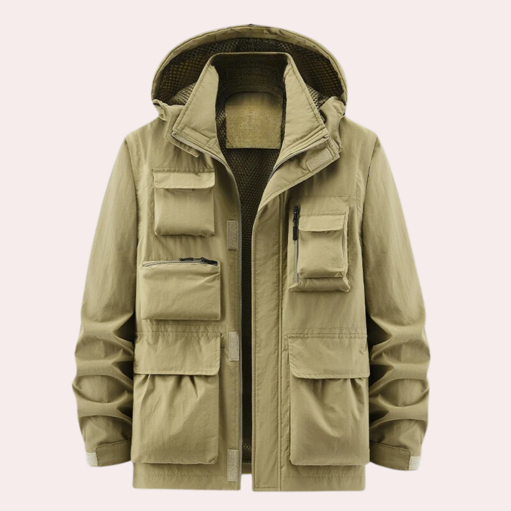 Men’s Jacket – Lightweight Quick-Drying – Utility Pockets – Adjustable Hood