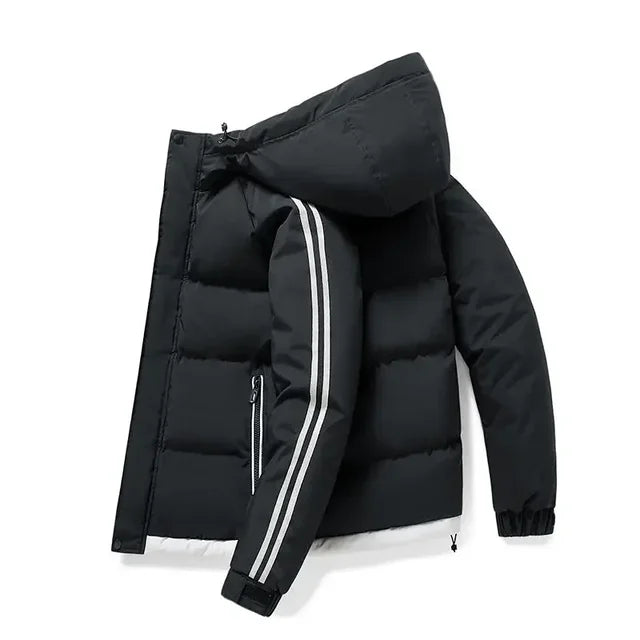 Men's Puffer Jacket – Quilted Water-Resistant Fabric – Regular Fit – Hooded Casual Outdoor