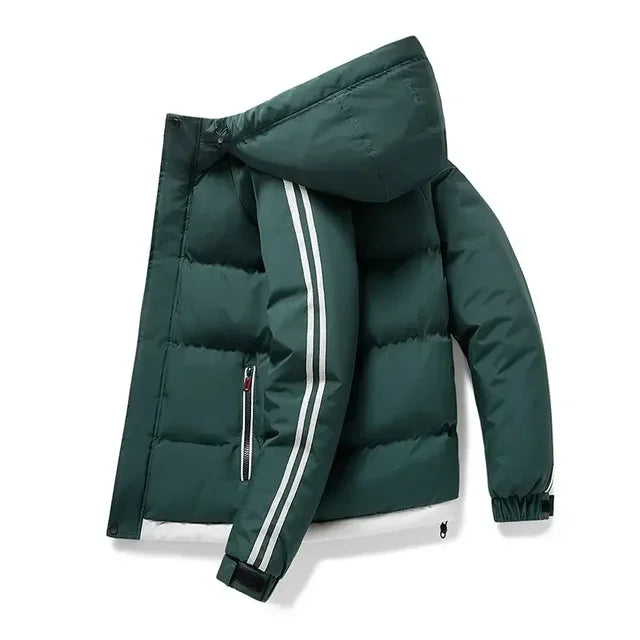 Men's Puffer Jacket – Quilted Water-Resistant Fabric – Regular Fit – Hooded Casual Outdoor