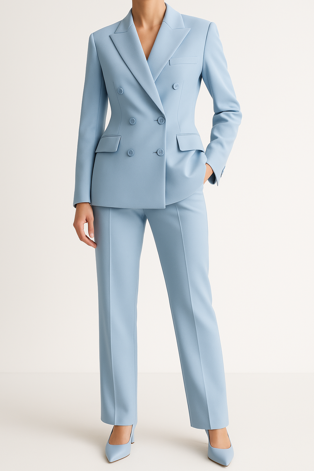 Women’s Blazer and Trousers Set – Tailored Fit – Double Breasted – Formal Wear