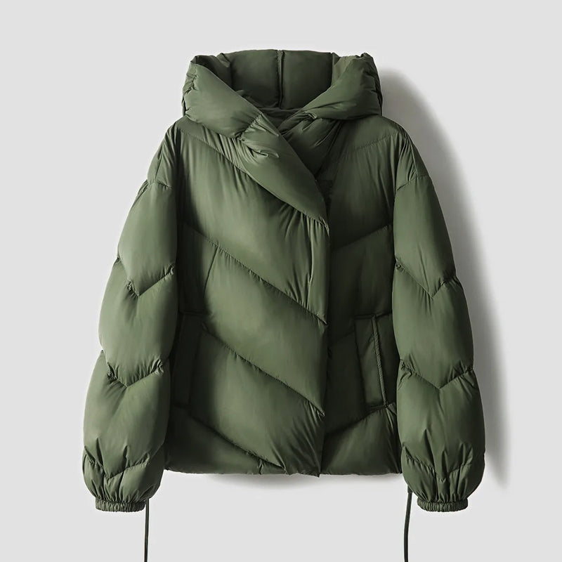 Women's Puffer Jacket - Oversized Fit - Hooded - Quilted Warm Insulated Design