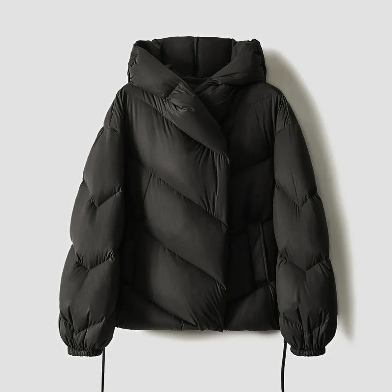 Women's Puffer Jacket - Oversized Fit - Hooded - Quilted Warm Insulated Design