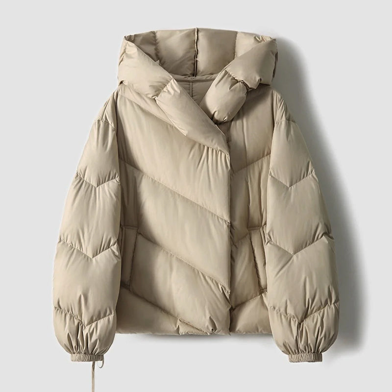 Women's Puffer Jacket - Oversized Fit - Hooded - Quilted Warm Insulated Design