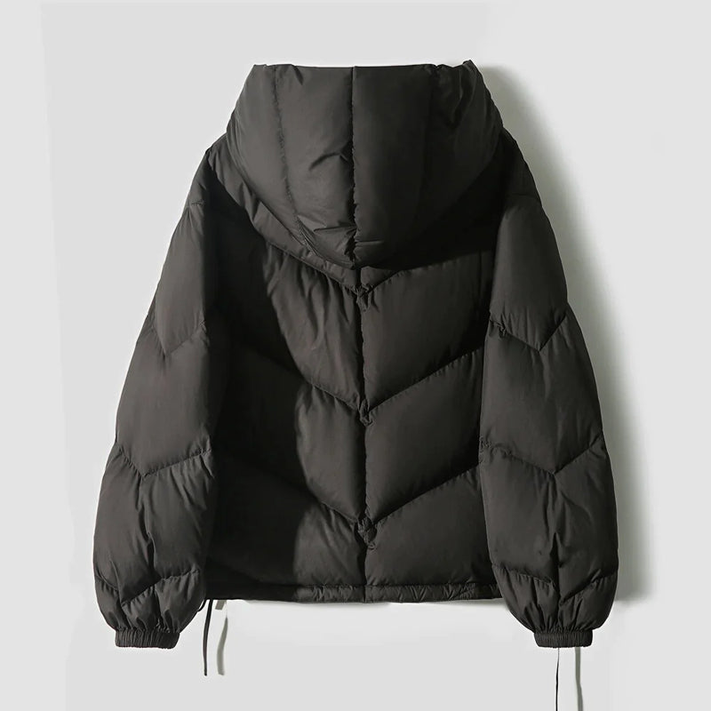 Women's Puffer Jacket - Oversized Fit - Hooded - Quilted Warm Insulated Design