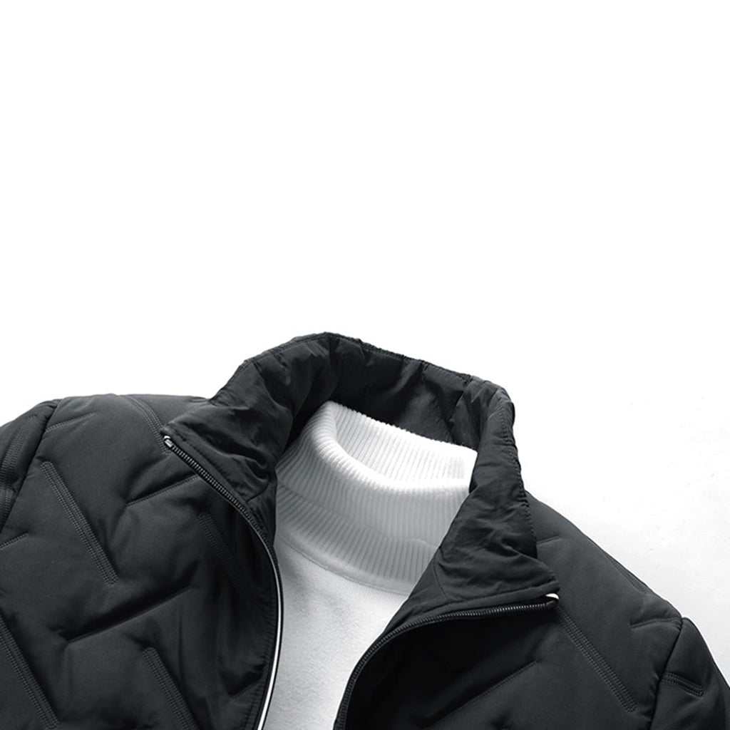 Men’s Quilted Jacket – Standard Fit – Insulated – Water-Resistant – High Collar