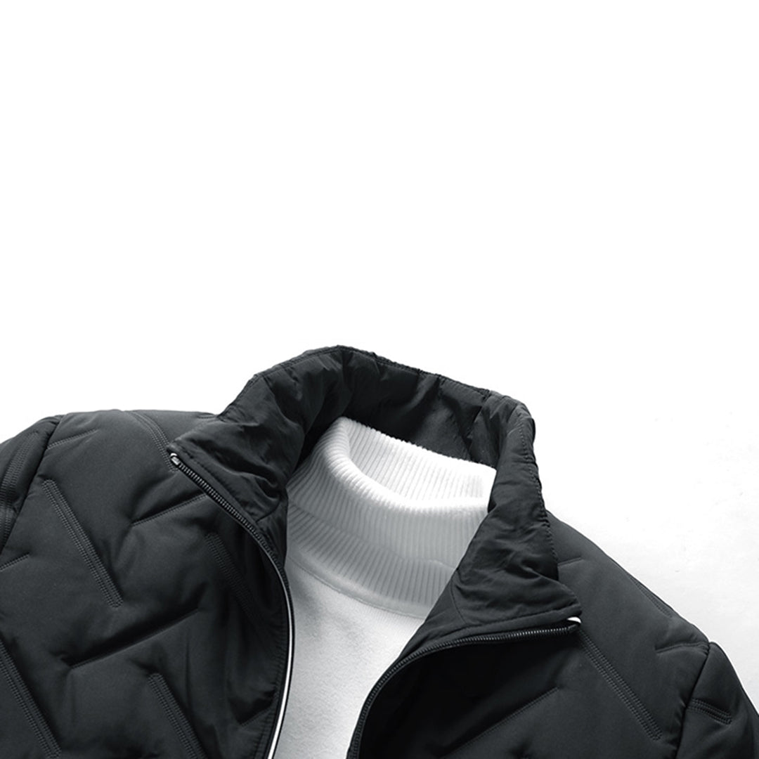 Men’s Quilted Jacket – Standard Fit – Insulated – Water-Resistant – High Collar