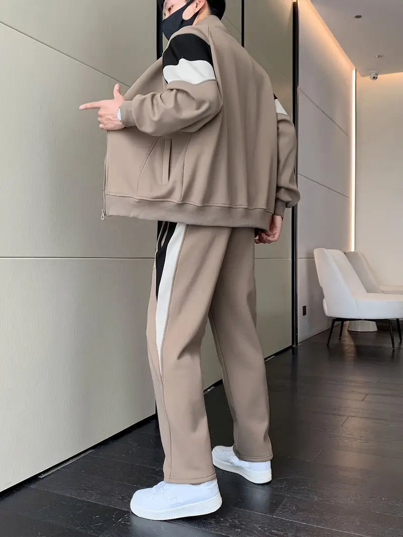 Cozy zip-up jacket and pants set for men