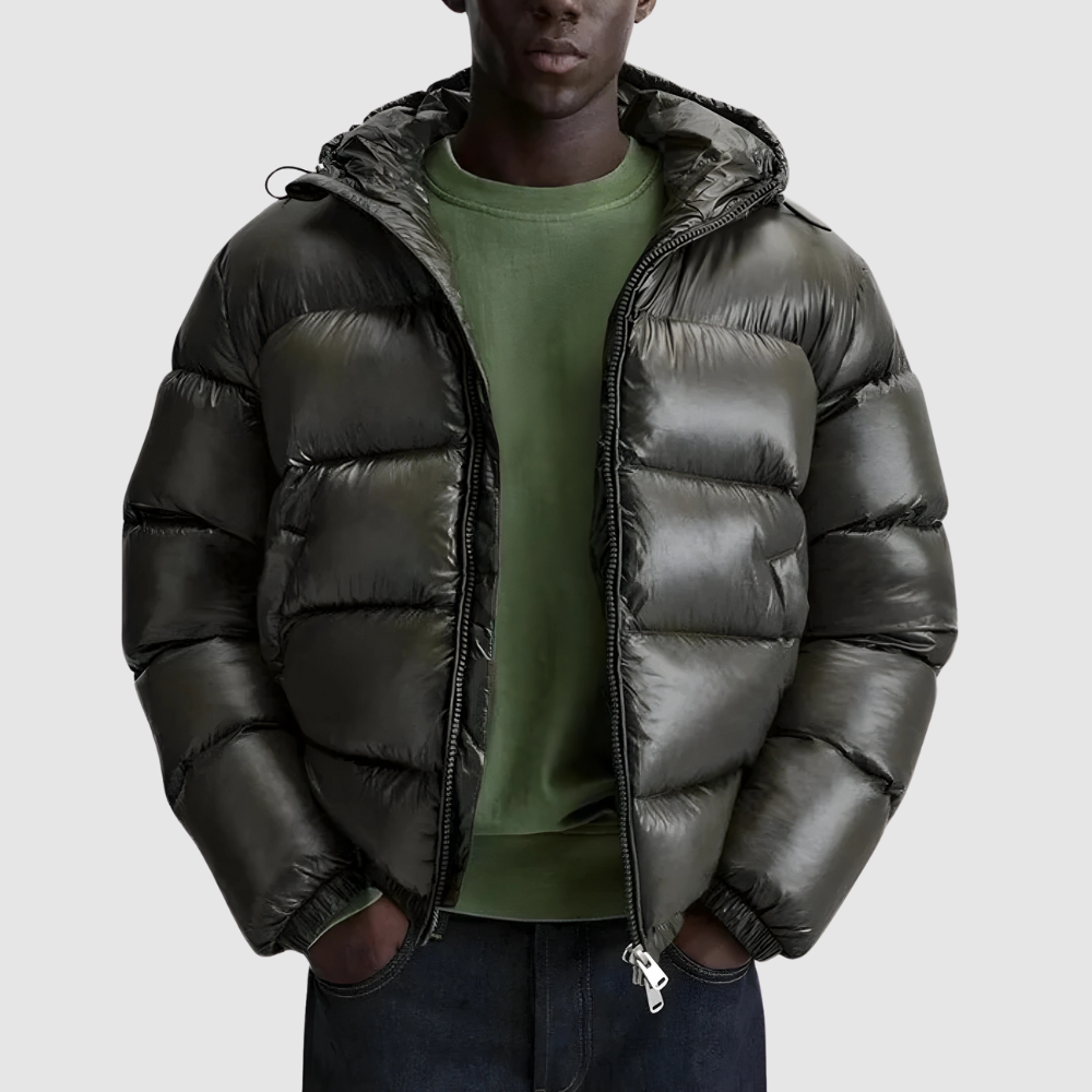 Men’s Puffer Jacket – Relaxed Fit – Quilted – Hooded – Lightweight Insulated