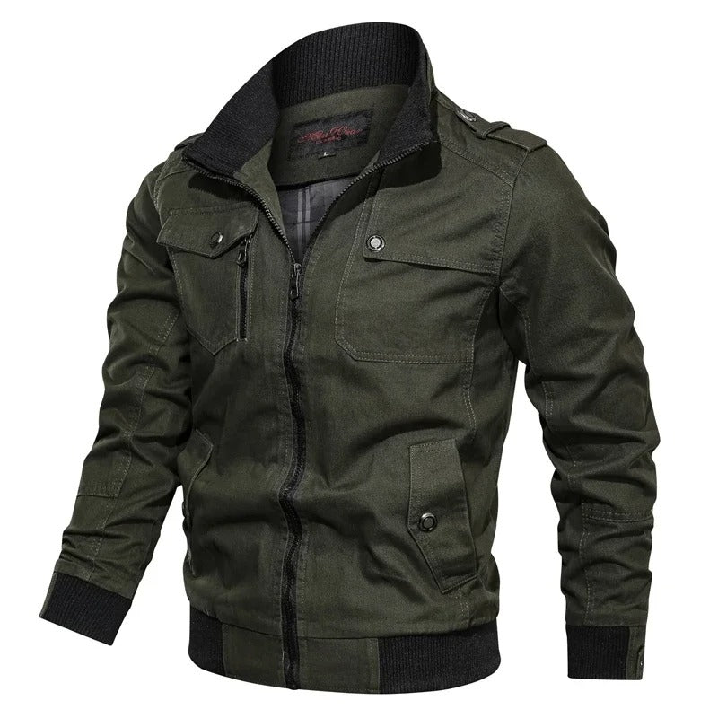 Men’s Moto Jacket – Structured Fit – Full Zip – Ribbed Cuffs – Utility Pockets