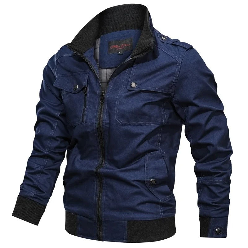 Men’s Moto Jacket – Structured Fit – Full Zip – Ribbed Cuffs – Utility Pockets