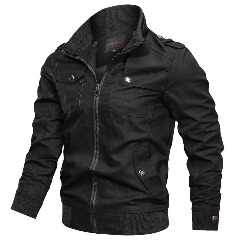 Men’s Moto Jacket – Structured Fit – Full Zip – Ribbed Cuffs – Utility Pockets