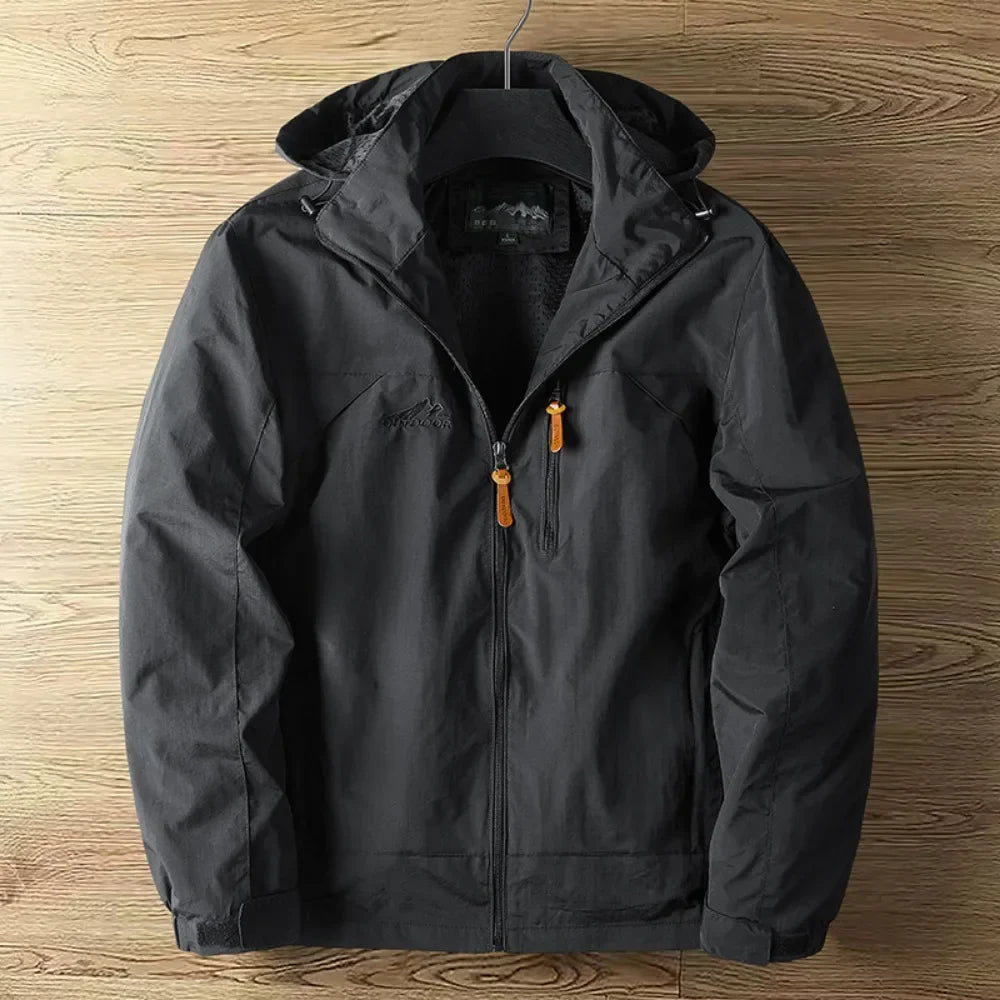 Men’s Outdoor Jacket – Waterproof Breathable – Regular Fit – Hooded Zip Front