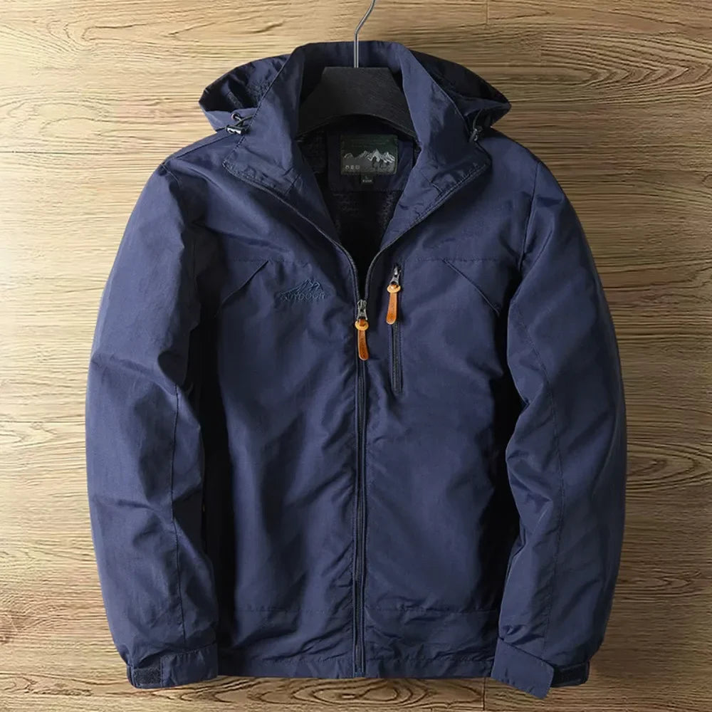 Men’s Outdoor Jacket – Waterproof Breathable – Regular Fit – Hooded Zip Front