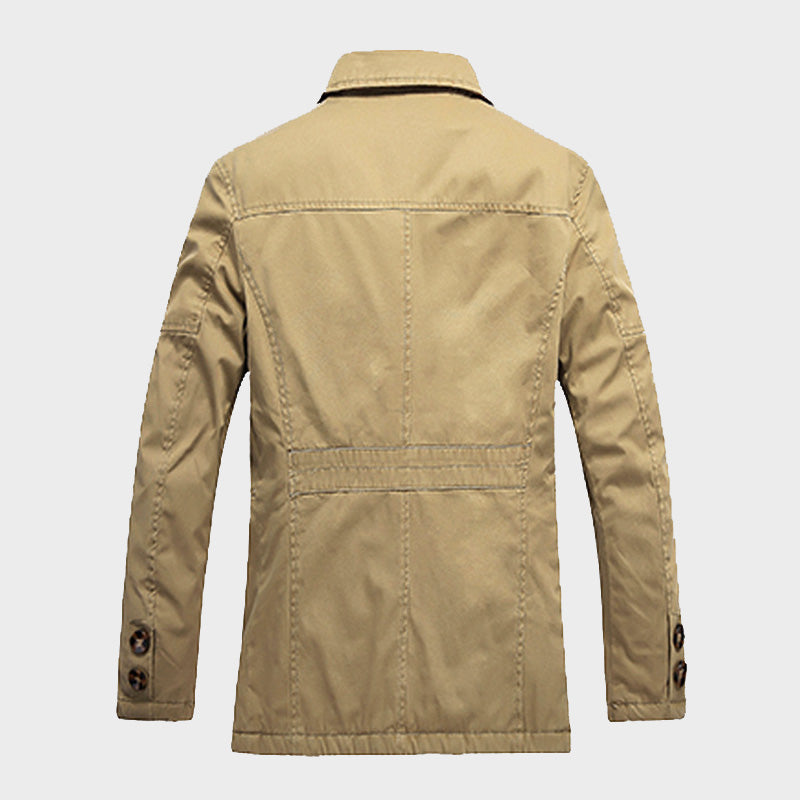 Men’s Jacket – Regular Fit – Fleece Lined – Button Front – Flap Pockets – Mid Length
