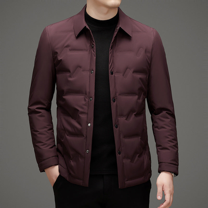 Men’s Down Jacket – Slim Fit – Quilted – Water-Resistant – Button Front – Waist-Length