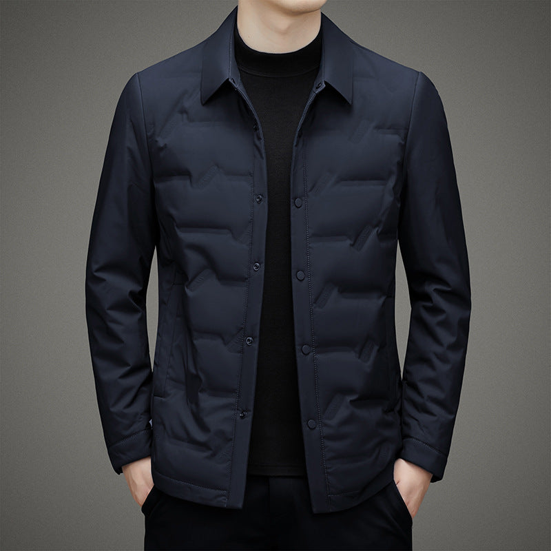 Men’s Down Jacket – Slim Fit – Quilted – Water-Resistant – Button Front – Waist-Length