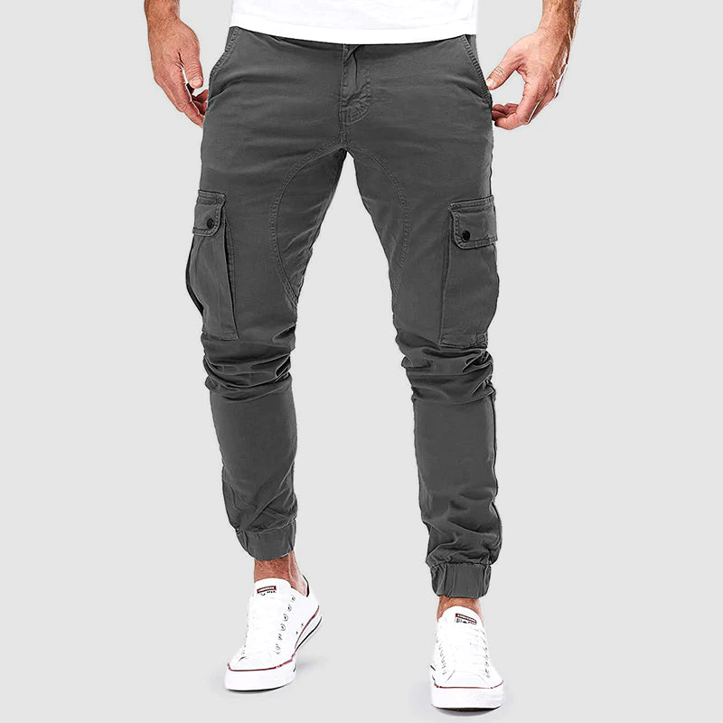 Men’s Cargo Pants – Slim Fit – Cotton Blend – Zipper Pockets – Elastic Cuffs