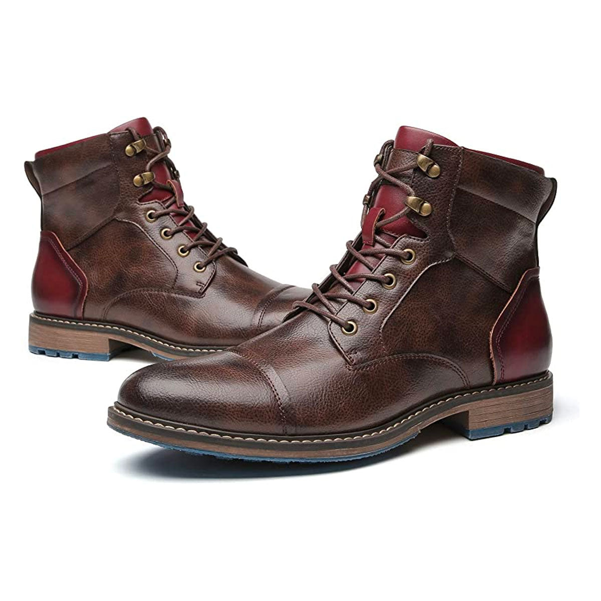 Men’s Oxford Boots – Leather – Cap Toe – Side Zip – Ankle Support – Rugged Sole