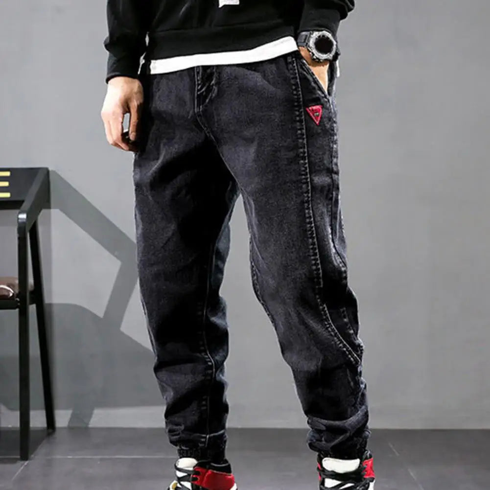 Men’s Cargo Pants – Relaxed Fit – Elastic Cuffs – Durable Denim Feel – Drawstring Waist
