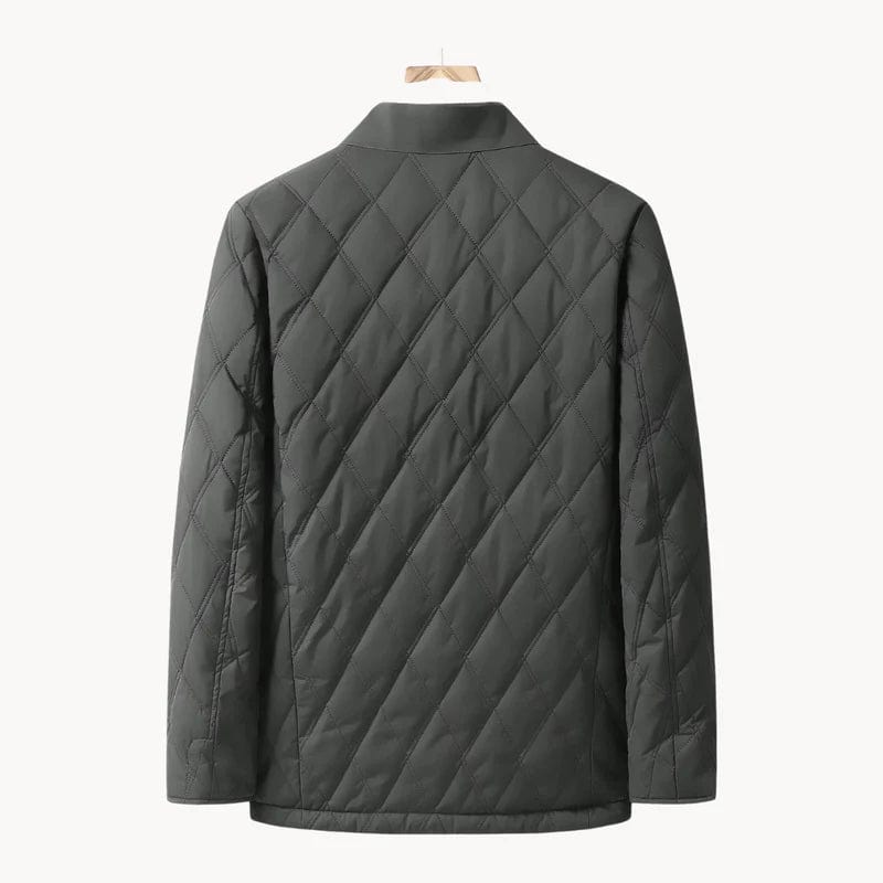Men’s Quilted Jacket – Regular Fit – Diamond Pattern – Button Front – Hip Length