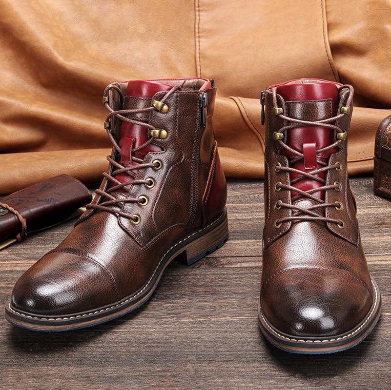 Men’s Oxford Boots – Leather – Cap Toe – Side Zip – Ankle Support – Rugged Sole