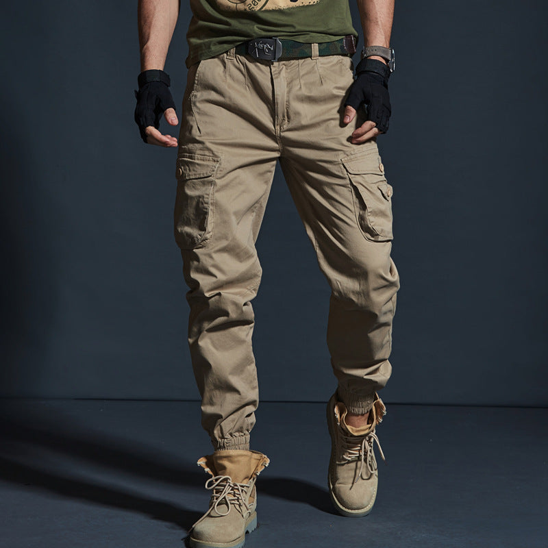 Men’s Cargo Trousers - Cotton Blend - Relaxed Fit - Multiple Pockets - Elastic Cuffs