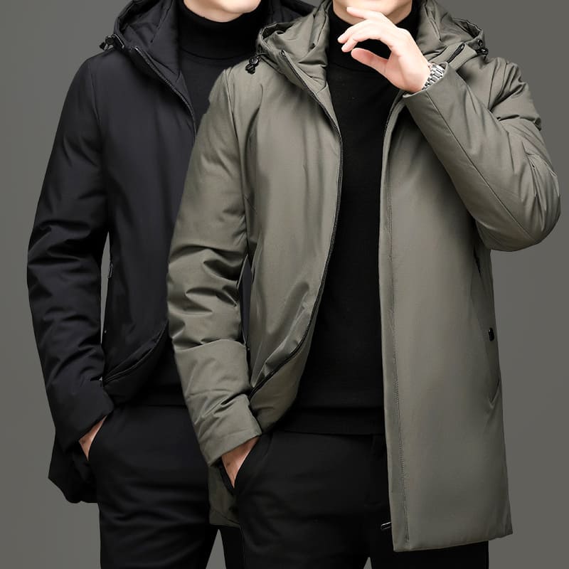 Men’s Jacket – Tailored Fit – Water-Resistant – Hooded Zip Closure – Urban Style
