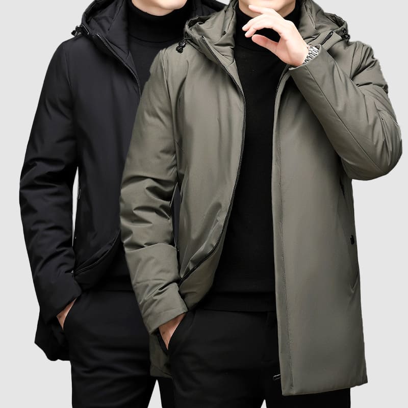 Men’s Jacket – Tailored Fit – Water-Resistant – Hooded Zip Closure – Urban Style