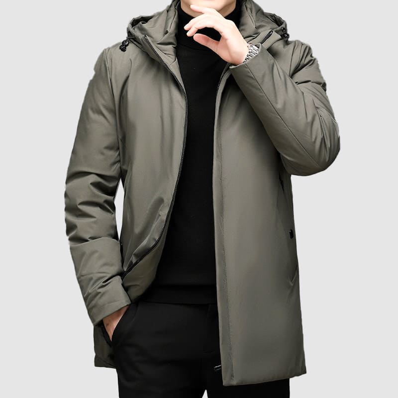 Men’s Jacket – Tailored Fit – Water-Resistant – Hooded Zip Closure – Urban Style
