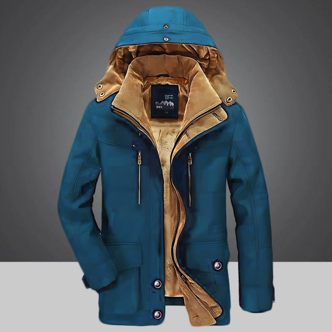 Men’s Parka Coat - Fur Lined - Detachable Hood - Insulated & Windproof