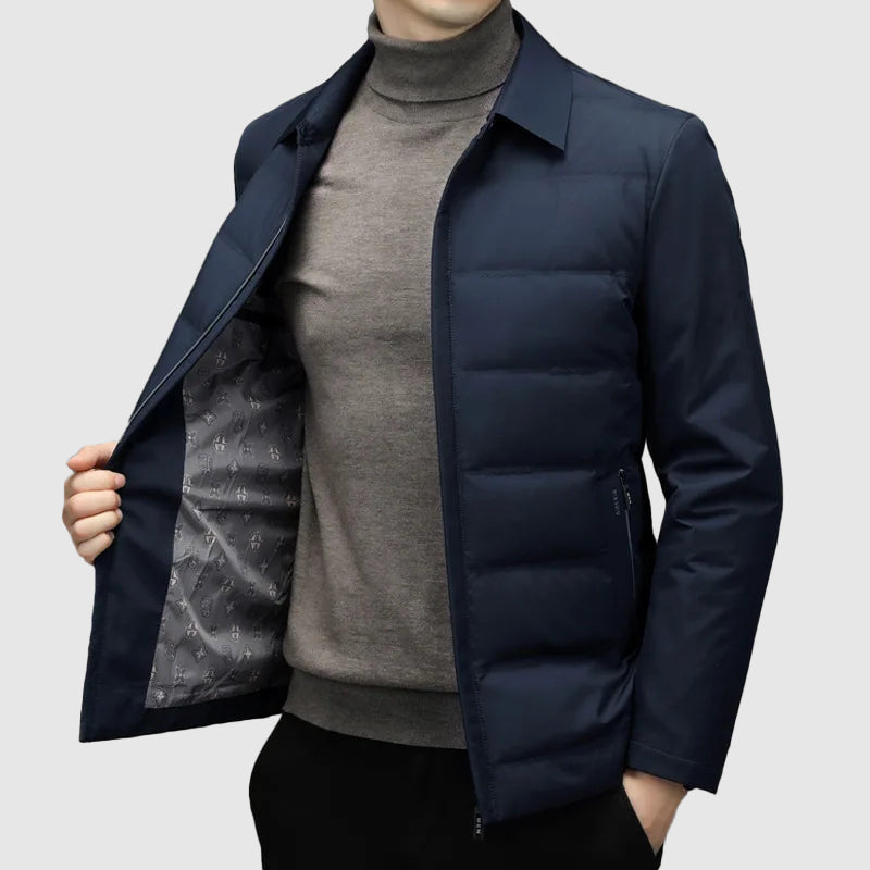 Men’s Down Jacket – Tailored Fit – Quilted Insulated – Water-Resistant