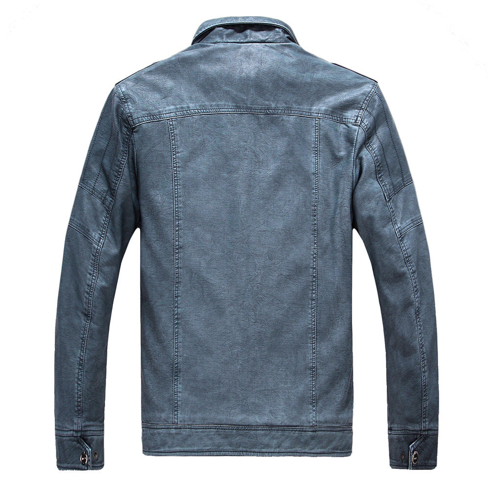Men’s Biker Jacket – Structured Fit – Faux Leather – Zipped Cuffs – Multiple Pockets