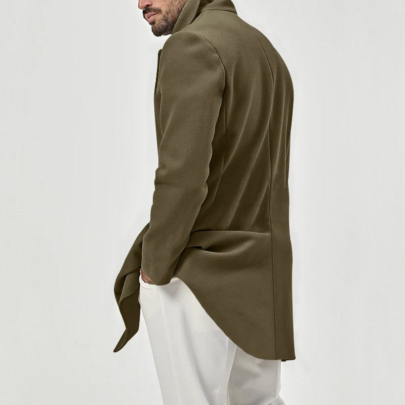 Men’s Wool Coat – Tailored Fit – Double-Breasted – Notched Lapel – Knee Length