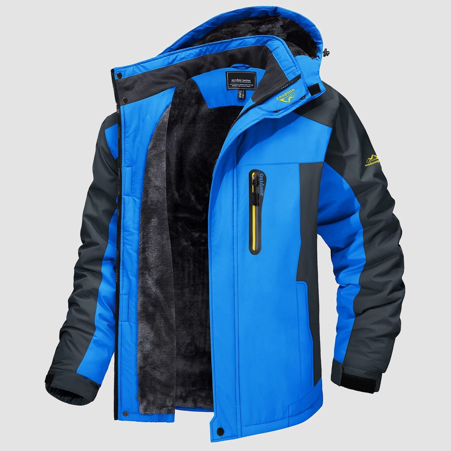 Men’s Outdoor Jacket - Water-Resistant - Fleece Lined - Hooded - Insulated Warmth