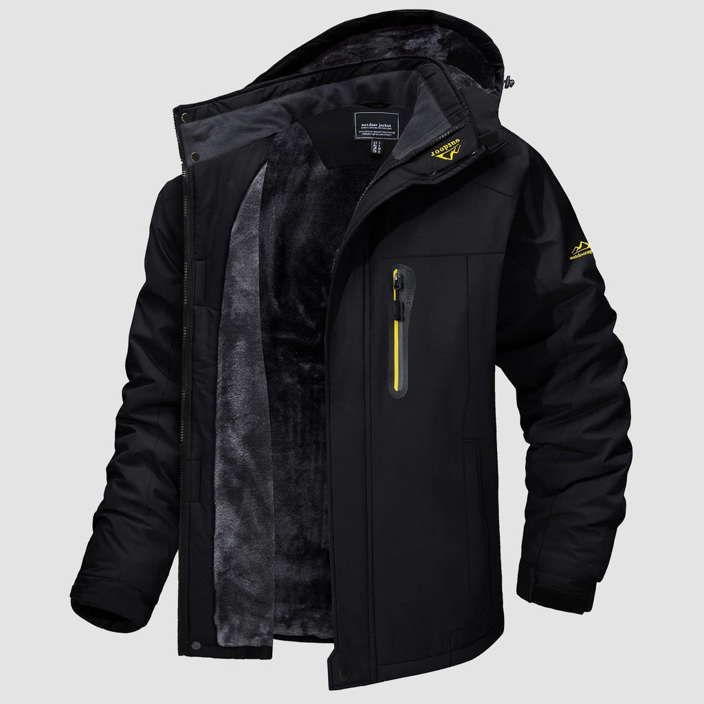 Men’s Outdoor Jacket - Water-Resistant - Fleece Lined - Hooded - Insulated Warmth