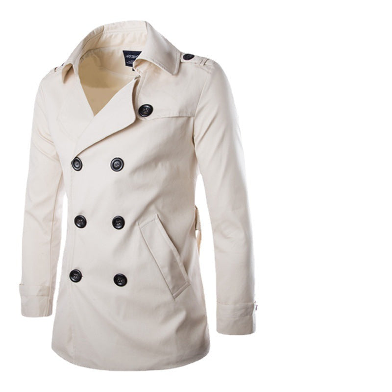 Men’s Coat – Tailored Fit – Double-Breasted – Notched Lapel – Cotton – Epaulettes