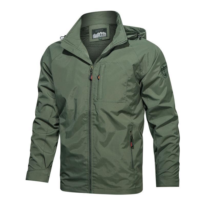 Men’s Hooded Jacket – Windproof Structured Fit – Zipper Closure – Multiple Pockets