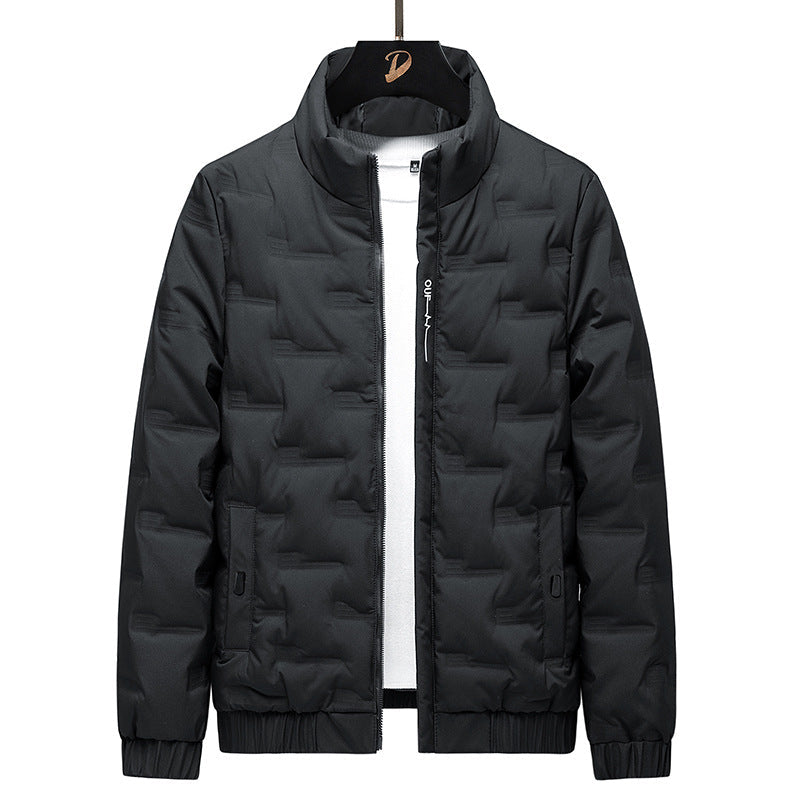 Men’s Down Jacket – Lightweight Quilted – Relaxed Fit – Standing Collar – Hip Length