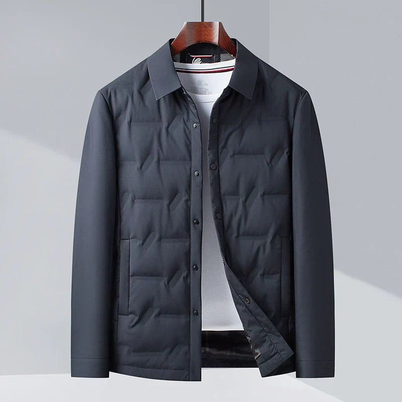 Men’s Down Jacket – Slim Fit – Insulated – Button-Up Quilted Style