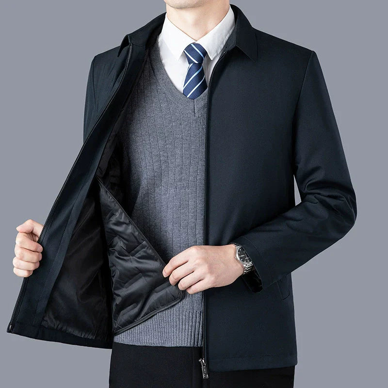 Men’s Waist-Length Jacket – Structured Fit – Zipper Front – Business Casual Layer