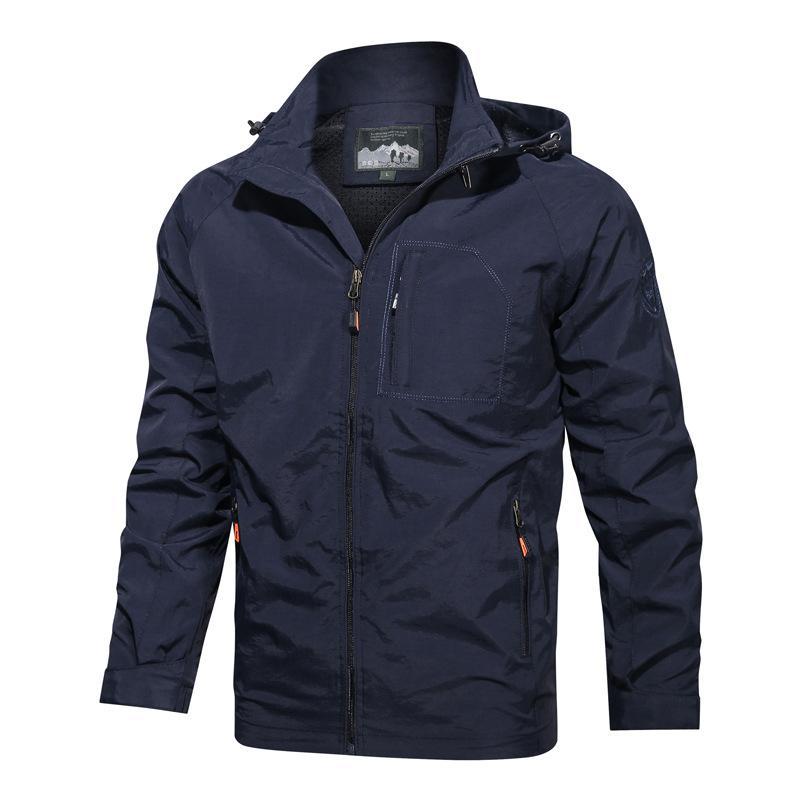 Men’s Hooded Jacket – Windproof Structured Fit – Zipper Closure – Multiple Pockets