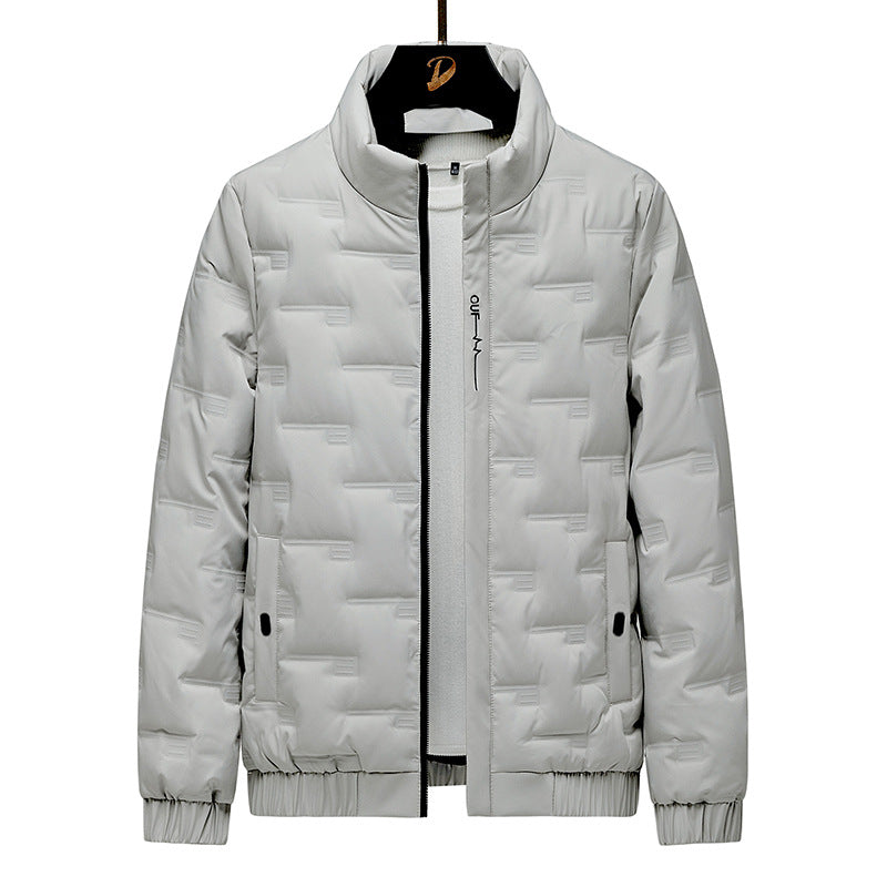 Men’s Down Jacket – Lightweight Quilted – Relaxed Fit – Standing Collar – Hip Length