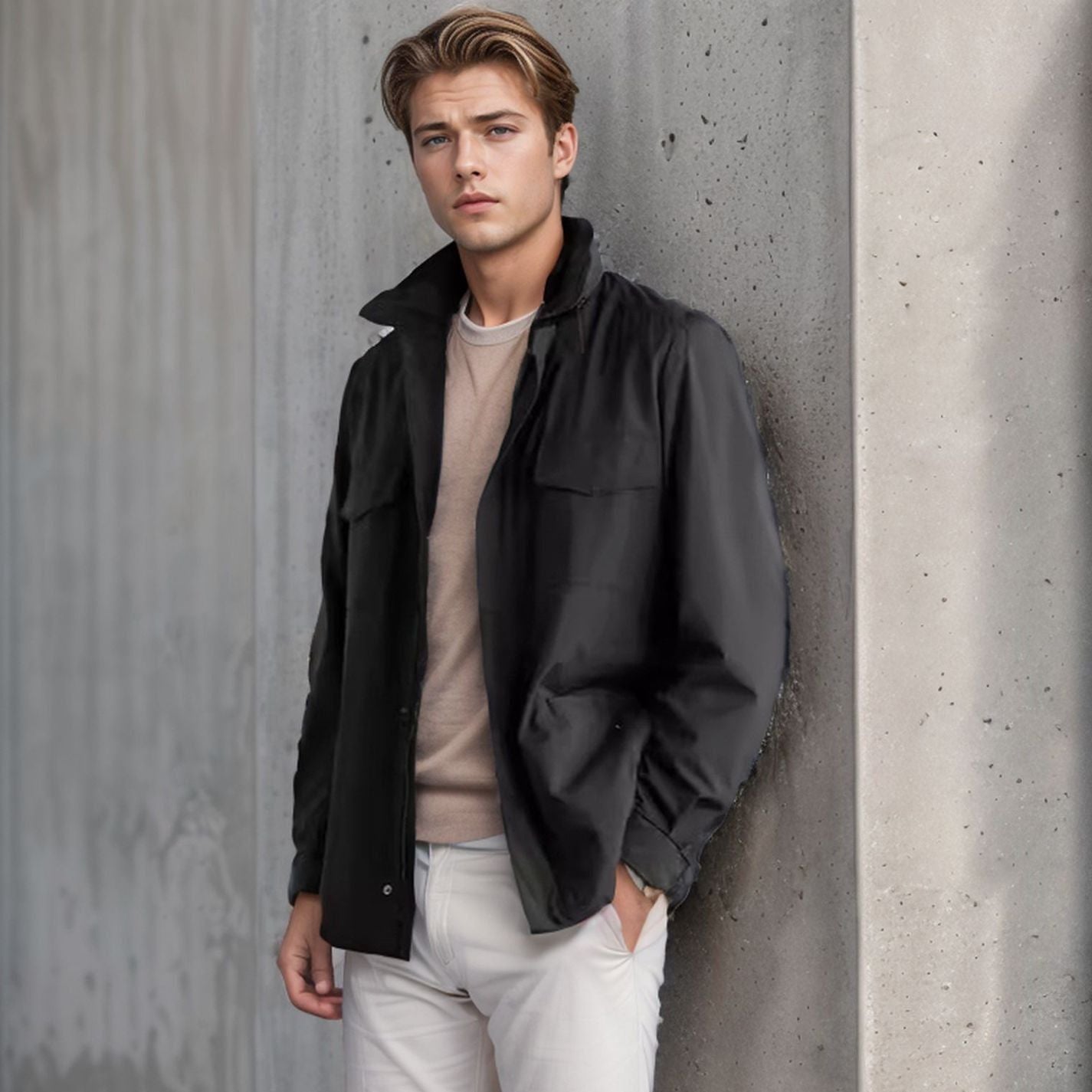 Men’s Field Jacket – Relaxed Fit – Cotton Blend – Utility Pockets – Adjustable Waist