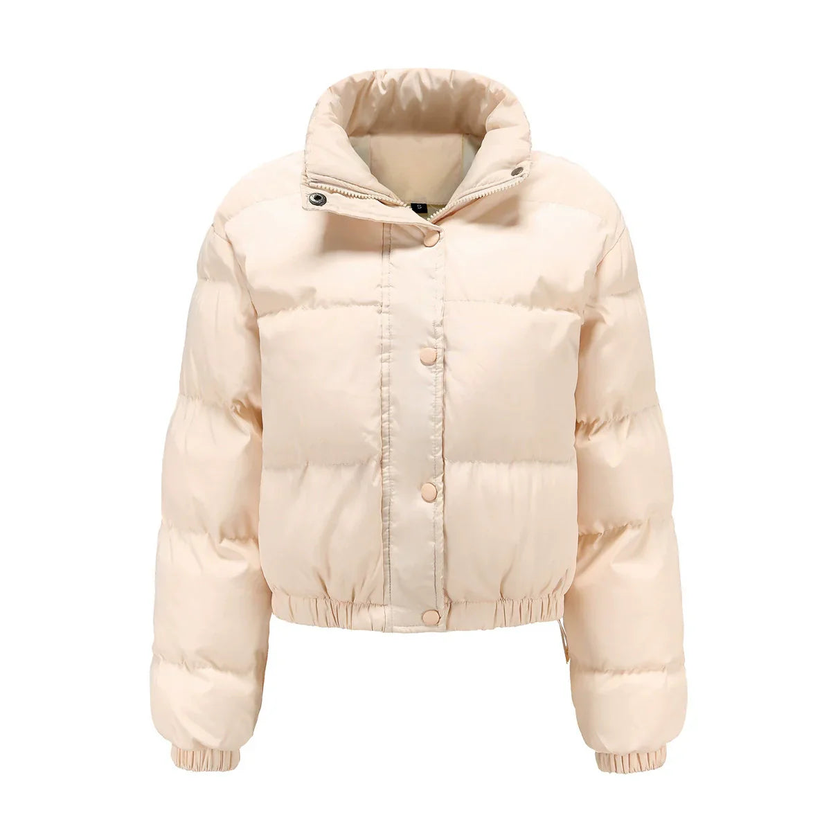 Women’s Puffer Jacket – Oversized Fit – Cropped Length – High Collar – Quilted Warm Design