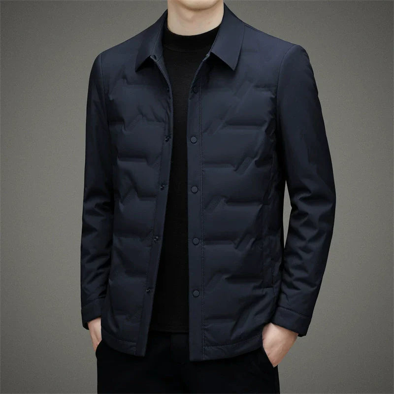 Men’s Down Jacket – Slim Fit – Insulated – Button-Up Quilted Style