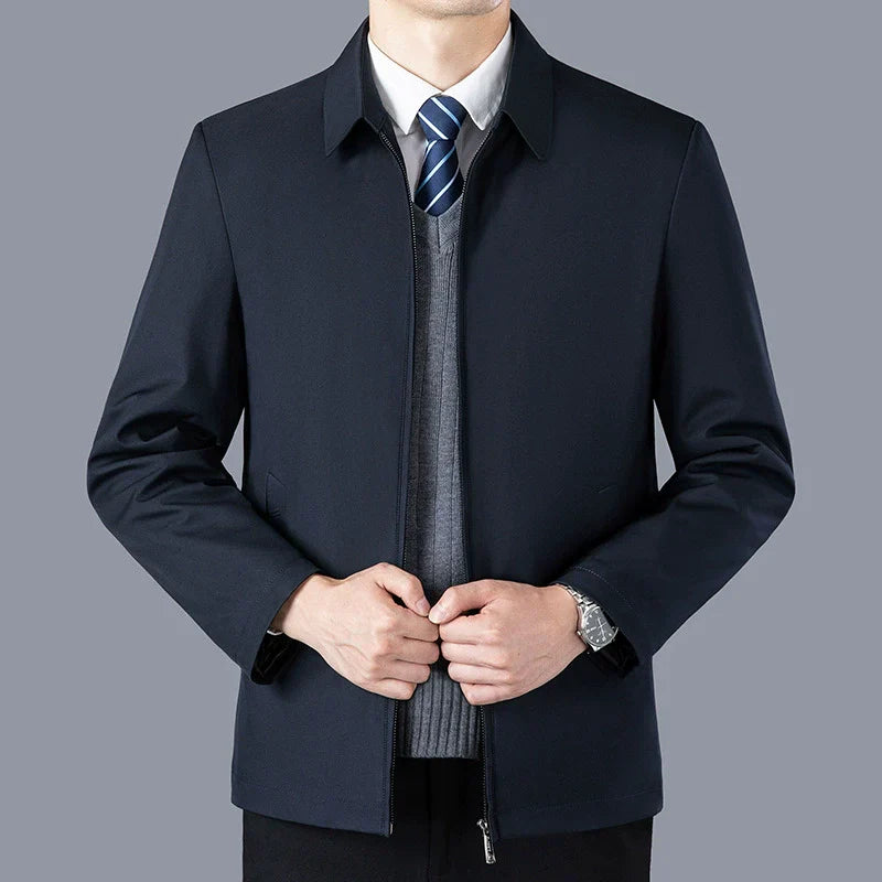 Men’s Waist-Length Jacket – Structured Fit – Zipper Front – Business Casual Layer