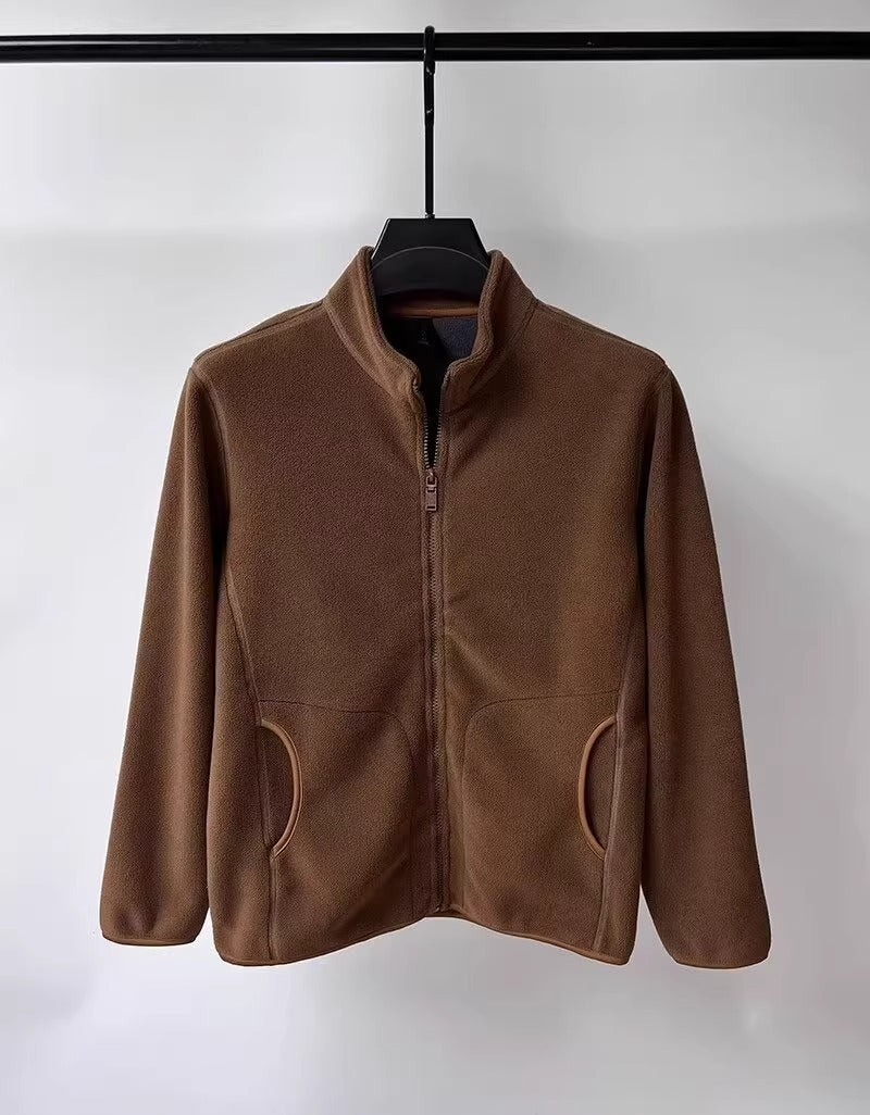 Men’s Fleece Jacket – Regular Fit – Stand Collar – Full Zip – Front Pockets