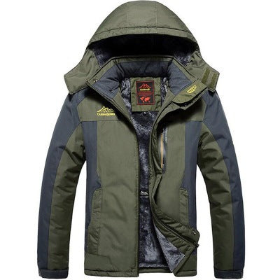 Men’s Outdoor Jacket - Water-Resistant - Fleece Lined - Hooded - Insulated Warmth