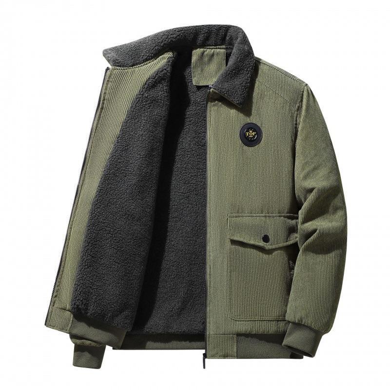 Men’s Corduroy Jacket – Loose Fit – Wool Lined – Button Front – Ribbed Hem & Cuffs