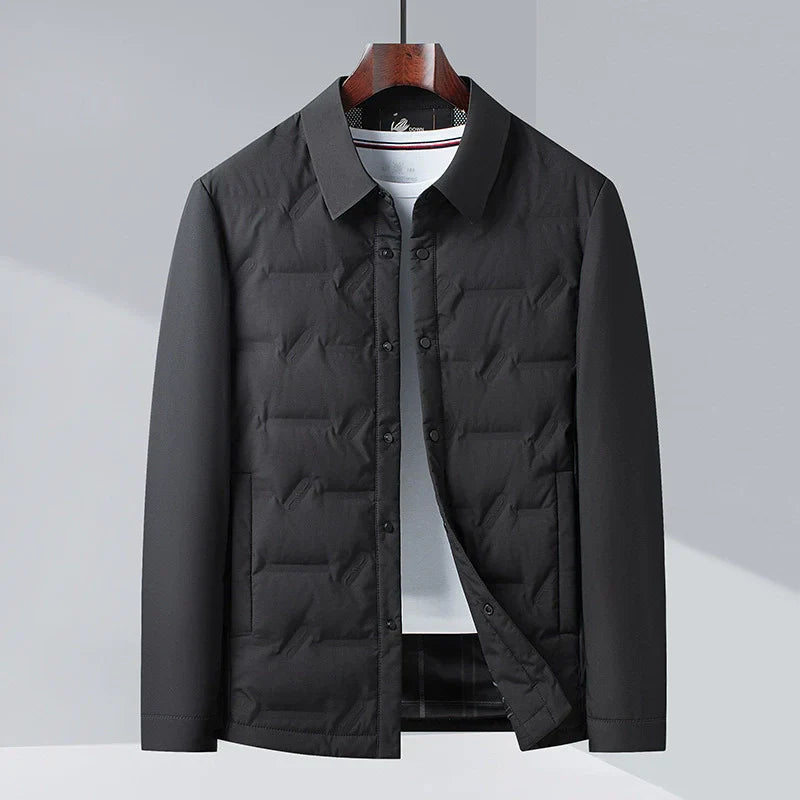Men’s Down Jacket – Slim Fit – Insulated – Button-Up Quilted Style